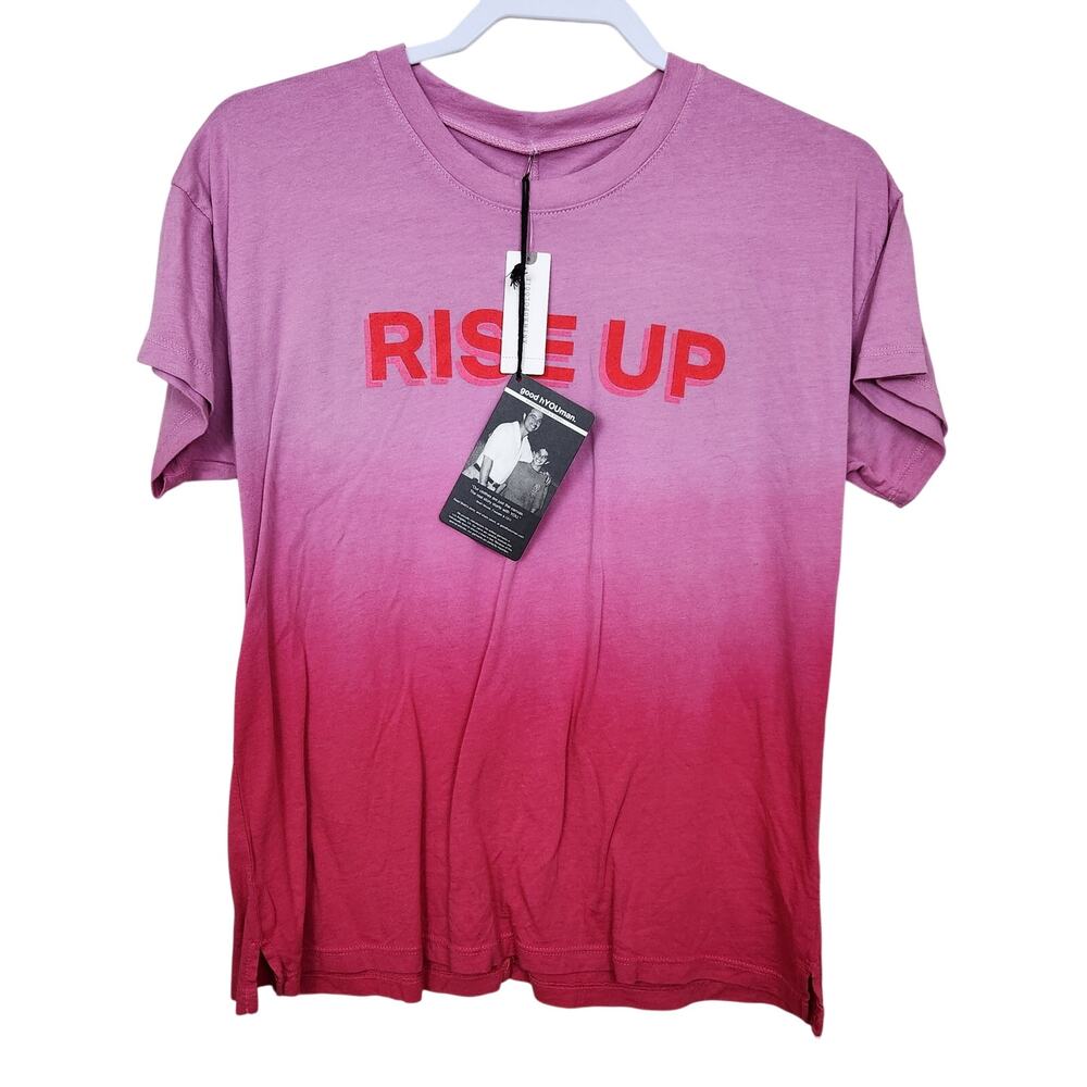 New! Anthropologie Good hYOUman Dip Dye Rise Up Tee Womens SZ L Pink Ombre NWT